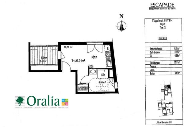 Appartement · Location Dijon (21000) 1 pièce · 24m²