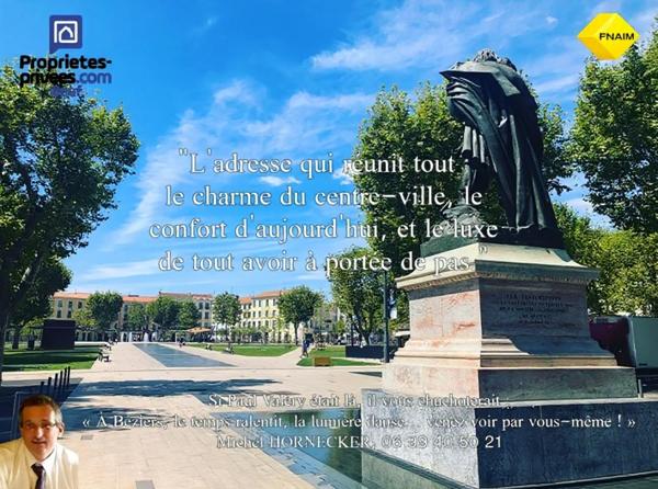 T3 lumineux 63 m², exposition Sud, terrasse et parking. Béziers centre