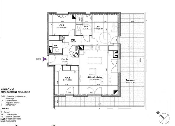 Appartement T3 à vendre  4 pièces - 87,95 m 2   GONCELIN  - 38