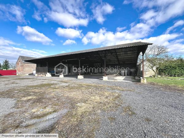 CORPS DE FERME AVEC HANGARS  ET PATURE

Amoureux de la nature, d'espace et de grands projets, cet ensemble immobilier est idéal  :  ce corps de ferme a un très gros potentiel, idéalement pour une activité équestre, artisanale ou projet familial en pleine nature ...

A proximité immédiate de l'autoroute A26, cette propriété dispose d'une maison principale de plain pied , de nombreuses dépendances, de deux  hangars, petite écurie et pâture, le tout sur presque 7000 m2 !

LA MAISON D'HABITATION  offre de beaux volumes  avec une pièce de vie de plus de 60 m2 avec insert bois, propice aux moments de convivialité,  , trois belles chambres de minimum 15 m2 chacune , une cuisine aménagée, une véranda exposée plein SUD permettant de profiter de la vue sur la cour, une salle de bain mixte, deux autres pièces pouvant faire office de bureau, chambre ou cellier, ainsi qu'une lingerie.

L'étage de 200 m2 est entièrement aménageable et permettrait ainsi de doubler la surface habitable, soit plus de 400 m2 au final !

L'EXTERIEUR : entièrement clos, avec une grande cour centrale, et accessible par trois entrées différentes (dont la principale avec portail motorisé ),  vous offre de multiples perspectives.
Vous y trouverez  : 

double garage avec portes manuelles, 
atelier,
ancienne étable ( environ 60 m2),
un hangar de 400 m2 avec petit espace mezzanine,
ancienne salle de traite,
cave extérieure,
un verger,
un hangar avec un box cheval et petit paddock et accès direct sur une PATURE de 2300 m2

Menuiseries bois double vitrage, chauffage au fuel, insert bois de 2019, assainissement individuel, rafraichissement à prévoir ...

Cet ensemble  s’adresse aussi bien aux passionnés d’équitation, qu’aux porteurs de projets nécessitant de grands volumes de stockage ou d’activité.

CONTACTEZ MOI POUR UNE VISITE