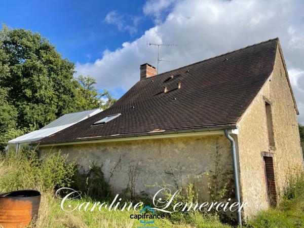 Maison à vendre 4 pièces proche de CONNERRE (72)FERMETTE en campagne isolée de 60 m² habitables 2 chambres avec un potentiel evolutif sur dependances, 1 hectare de terrain avec ruisseau