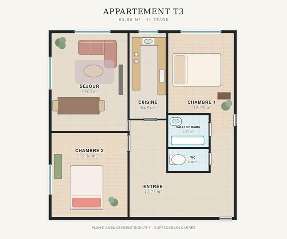 94190 VILLENEUVE SAINT GEORGES - T3 Appartement familial lumineux de 64 m² avec box - Vue dégagée
