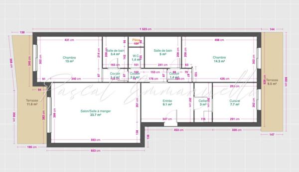 Appartement  3 pièces 92 m2 Cap d'Ail vue mer piscine