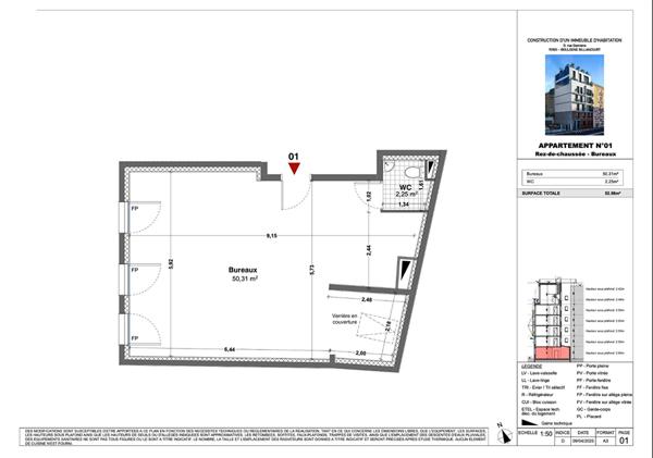 Local commercial - Boulogne Billancourt 1 pièce(s) 52.56 m2