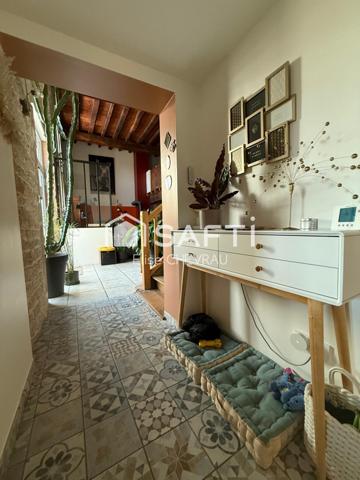 Maison, grand séjour, quatre chambres