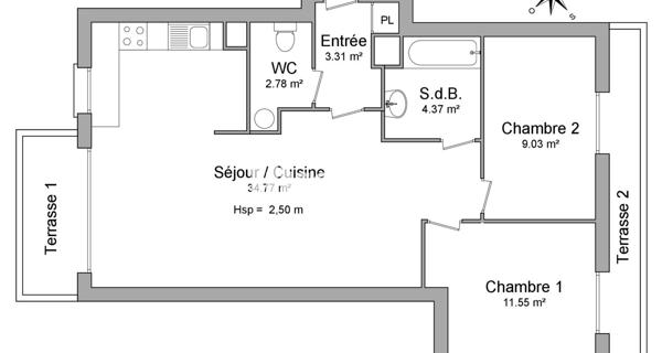 Location Appartement meublé 3 pièces 65.81 m² - Rosny-sous-bois 93110