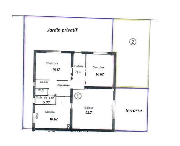 Un agréable t3 avec jardins!