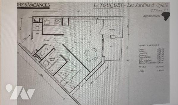 T2 de 30,54m² dans résidence de vacances avec piscine au TOUQUET - soumis à contrat de location
