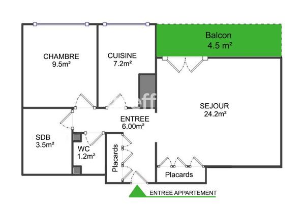 Appartement 2 pièces - 52 m²