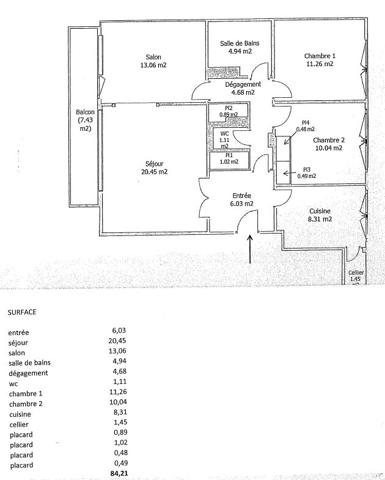 Appartement ERMONT- 4 pièces - 82,76 m²