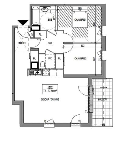 Appartement 3 pièces 66.5 m2