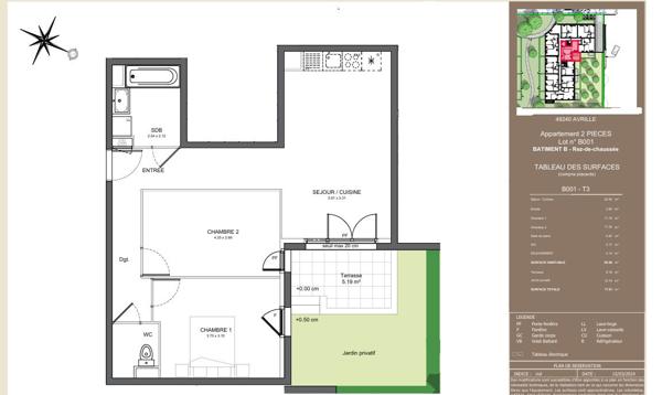 A VENDRE Appartement de type 3 avec jardin privatif sur AVRILLE