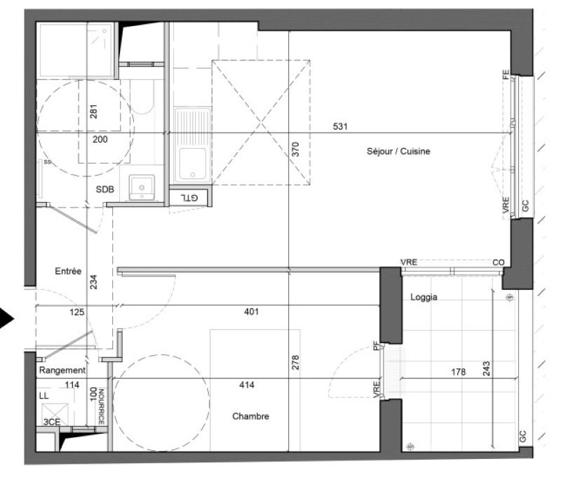 Appartement T2 -  40.6m² RDC