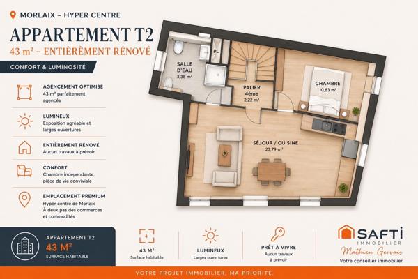 Appartement neuf T2/T2+, Morlaix coeur de ville