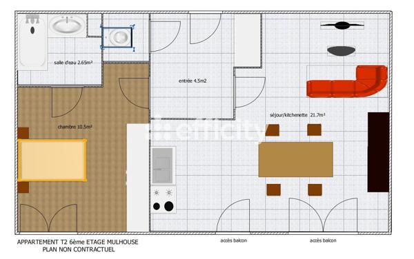Appartement
         2 pièces
        - 40 m² Exclusivité 91 500 € *
