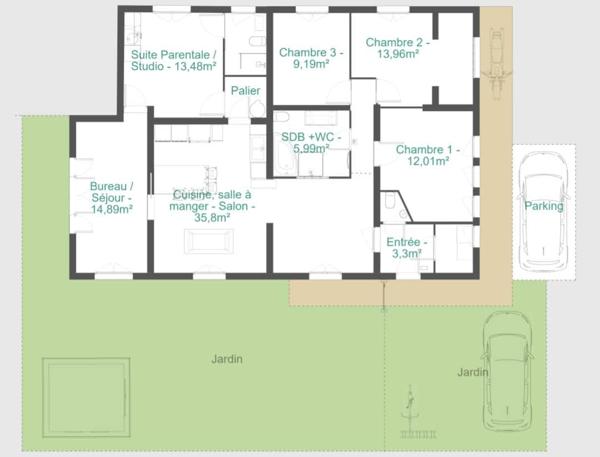 Saint-Aygulf, T5 en bas de villa avec jardin 2 parkings