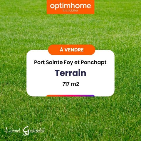 Terrain à vendre de 717 m² - Quartier calme - PORT SAINTE FOY ET PONCHAPT (33)
