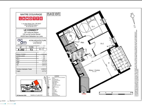 Location Appartement 3 pièces 65.8 m² - IMMEUBLE LE CONNECT' Saint Sebastien S/ Loire 44230