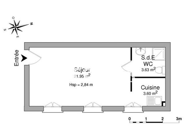Location Studio 29.2 m² - 30 RUE GODOT DE MAUROY Paris 75009