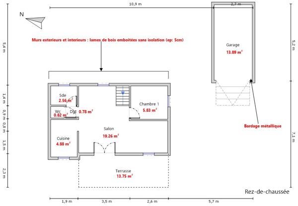 Maison 3 chambres 62m² habitable. Saint-Savin (33920)
