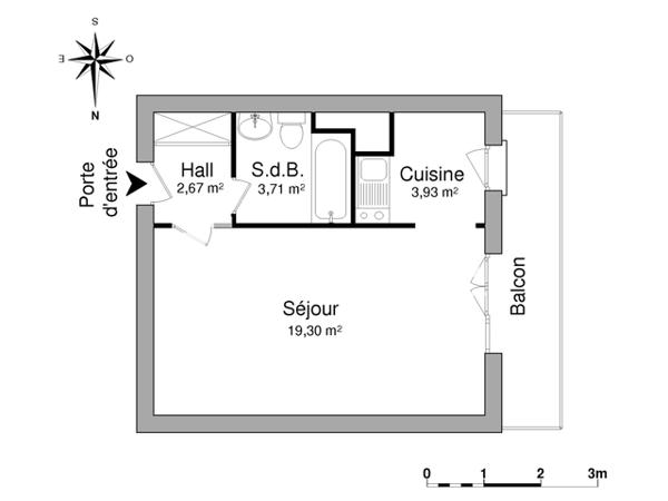 Location Studio 29.61 m² - 8 RUE PIERRE CHALNOT Nancy 54000