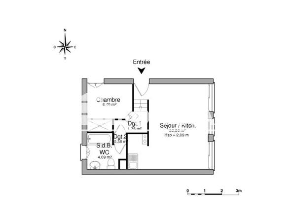 Location Studio 33.6 m² - 31 RUE DU DR NANCEL PENARD Bordeaux 33000