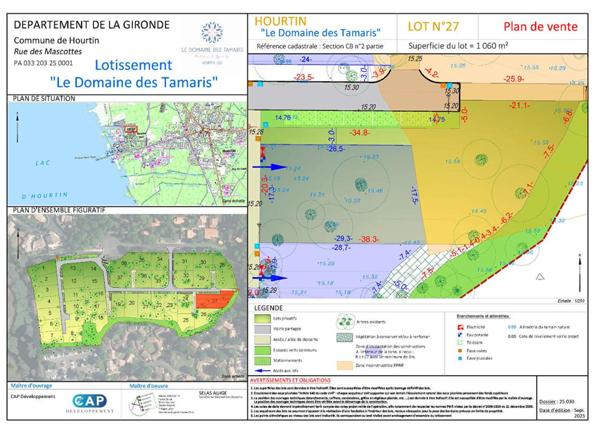 HOURTIN-PORT  BEAU TERRAIN VIABILISÉ DE 1 060 M²  À PROXIMITÉ DU LAC