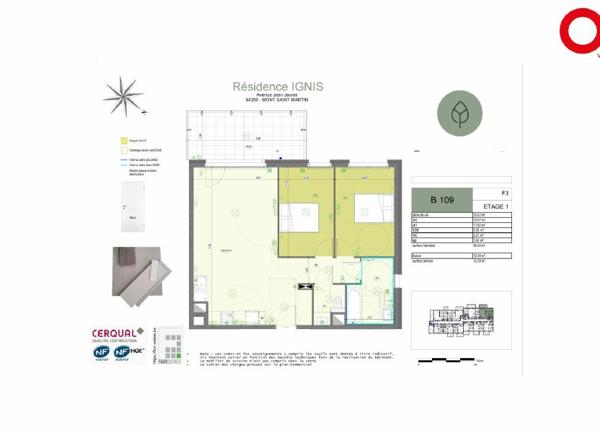 Appartement à vendre    3 pièces • 68,01 m2 Mont-Saint-Martin