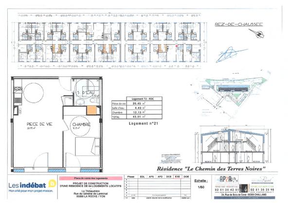 Appartement meublé La Roche Sur Yon 2 pièce(s) 43.01 m2