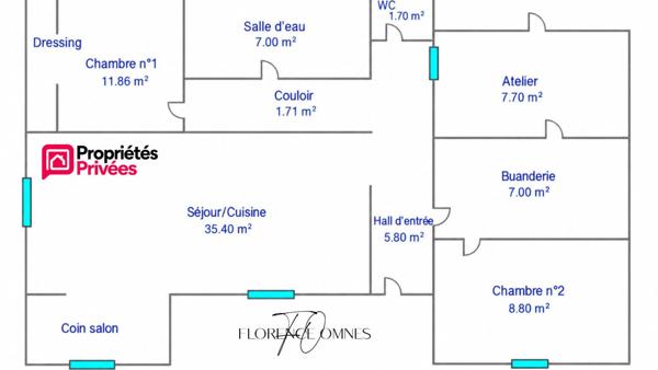 EXCLUSIVITE à LAURE-MINERVOIS - Maison plain pied 81m2, 2 chambres, jardin, piscine