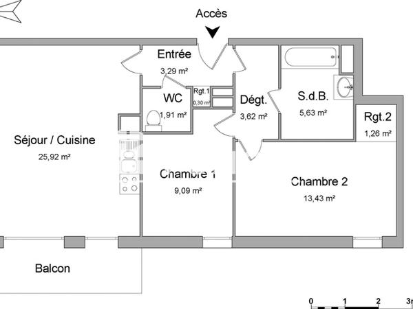 Location Appartement 3 pièces 64.57 m² - 6 BALLADE DES AMOUREUX Herouville Saint Clair 14200
