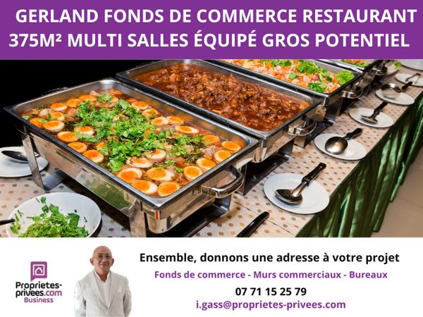 GERLAND FONDS DE COMMERCE RESTAURANT 375M² MULTI SALLES ÉQUIPÉ GROS POTENTIEL