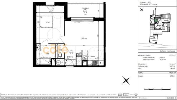 Vente Appartement44,37 m² - 2 Pièces - CHALLANS (85300)