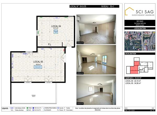 Bureaux  en location  à Lucciana 1 pièce(s)