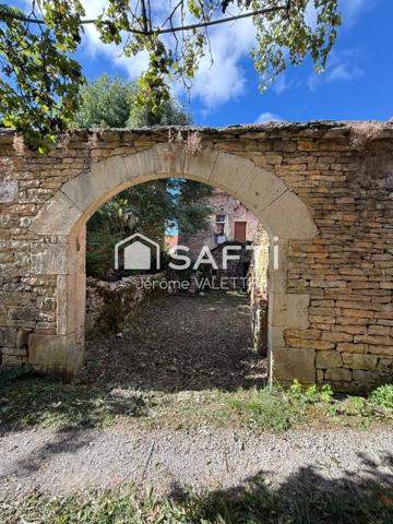 Charmante maison en pierre de 55m² avec grange attenante de 48m² et cave de 50m² offrant un beau potentiel d'aménagement