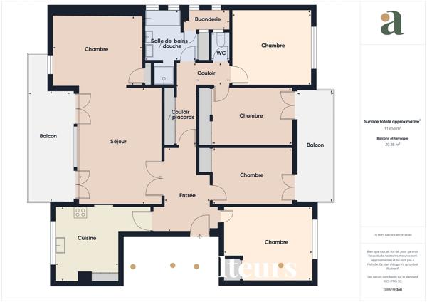 Appartement familial de 120 m² 4 chambres Balcons, Box & Cave Bourg-la-Reine