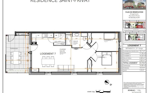 Appartement à vendre    3 pièces • 63,70 m2 Belfort
