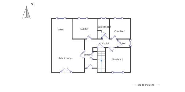 Pavillon sur sous sol avec 3 chambres avec grand terrain.