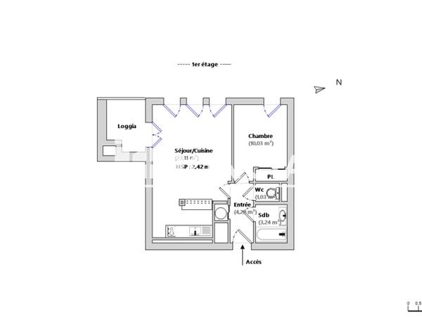 Location Appartement meublé 2 pièces 43 m² - 110 COURS SAINT LOUIS Bordeaux 33000
