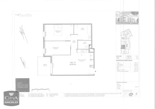 Appartement à louer 3 pièces 64.01m²