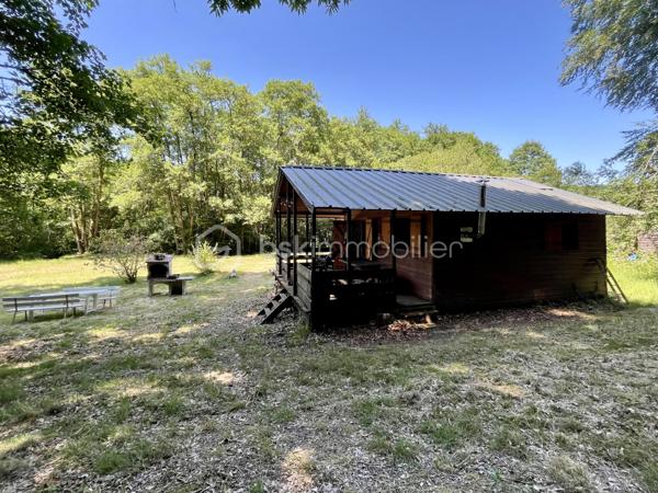 Chalet au bord d'un ruisseau dans un secteur calme sans vis-à-vis.

Il se compose :
- D'un salon/séjour.
- D'une cuisine.
- D'une mezzanine avec couchage.
- D'une terrasse.

Ce chalet non relié à l’eau et à l’électricité est situé sur une parcelle agricole de 7360 m2.