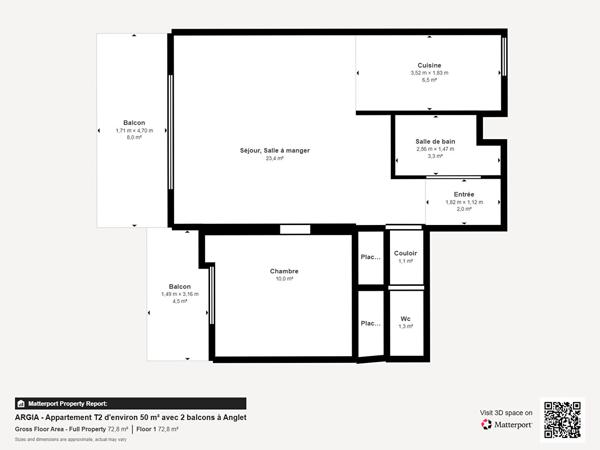 ARGIA - Appartement T2 d'environ 50 m² avec 2 balcons à Anglet