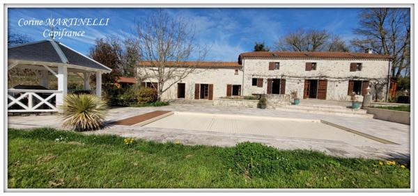 Bon Encontre - Maison en pierre 8 pièces, 200 m2 habitables - terrain de 9 567 m2 - piscine