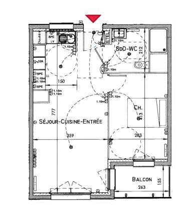 Appartement T2 LE HAVRE - 44.06 m2  551 Euros