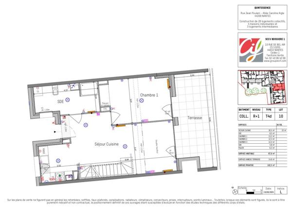 Appartement T4 NANTES Boissière - 87.9 m2  1 155 Euros