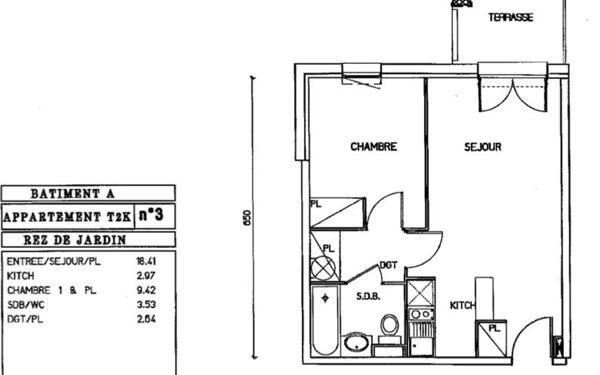 Appartement à vendre    2 pièces • 36,97 m2 Mondonville