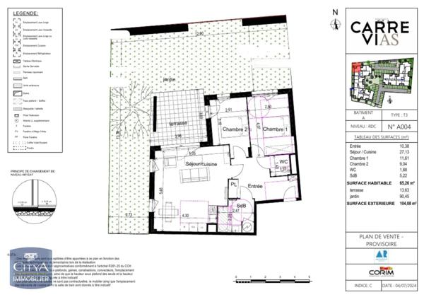 Appartement à louer 3 pièces 65.26m²