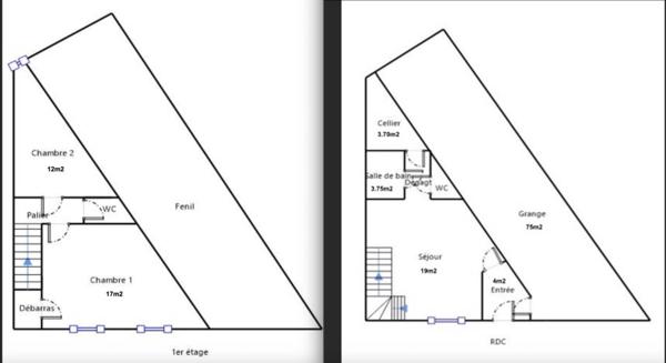 Maison à vendre 3 pièces de 60 m²