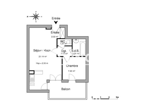 Location Appartement 2 pièces 39.52 m² - 2 et 4 ALLEE D'OCCITANIE Colomiers 31770