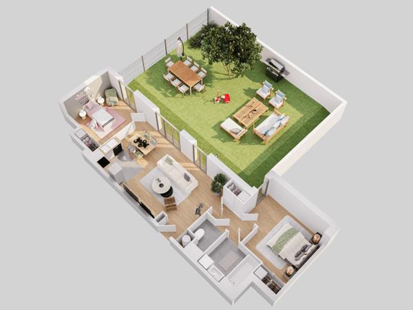 Appartement T3 neuf à vendre VERSAILLES (78), surface habitable 67,64 m2 + jardin 83 m2 + park s-sol